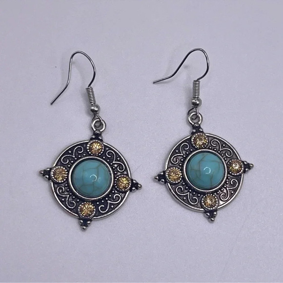 Bohemian Turquoise Earrings - Picture 2 of 4